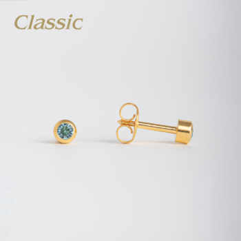 Classic Mediano Bisel Azul Bañado en Oro