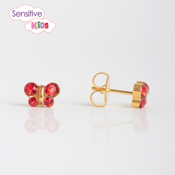 Sensitive Kids Mariposa Roja Bañado en Oro