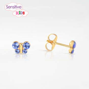 Sensitive Kids Mariposa Azul Claro Bañado en Oro