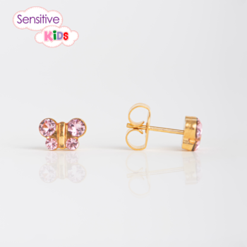 Sensitive Kids Mariposa Rosa Claro Bañado en Oro