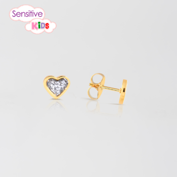 Sensitive Kids Corazón Glitter Blanco Bañado en Oro