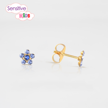 Sensitive Kids Flor Azul Zafira Bañado en Oro